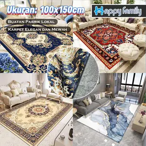 (HF) LOKAL 100x150CM Karpet Permadani Polyester Glossy Permadani Eropa Non-Slip