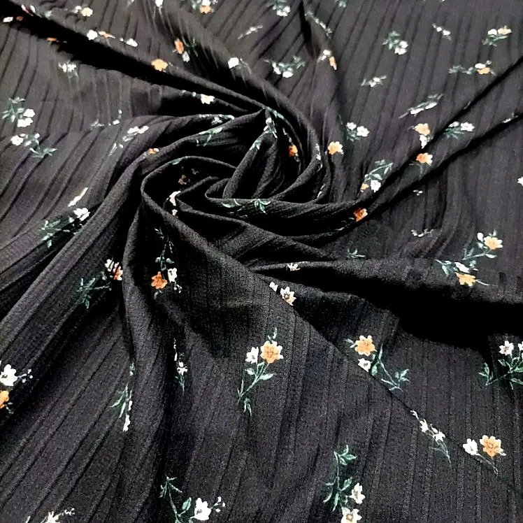 ALLEVA Crinkle Lidi Print - Black Series - Premium Crinkle Lidi - Harga Meteran Per 0.5m -