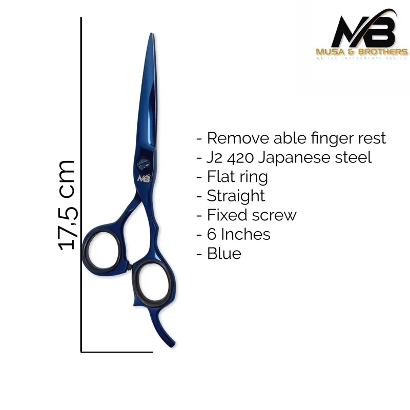 MB J2 420 Professional barber scissors, Gunting rambut 6 inchi 02BS Silver 1