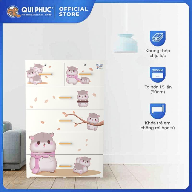  FREESHIP  Tủ nhựa Deli Max 5 tầng QUI PHÚC tủ đựng quần áo lớn ngang 90cm khung thép chắc chắn họa tiết in 3D 