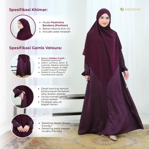 HEEDAYA VELOURA - SET ABAYA & PASHBAN PREMIUM ANTI UV ELEGAN BUSUI FRENDLY