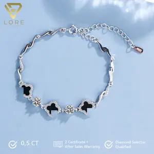 Lore Jewellery - Gelang Moissanite Lapis Emas Putih 18K - Clov Silver Silver Moissanite Bracelet 0.5 CT x 2