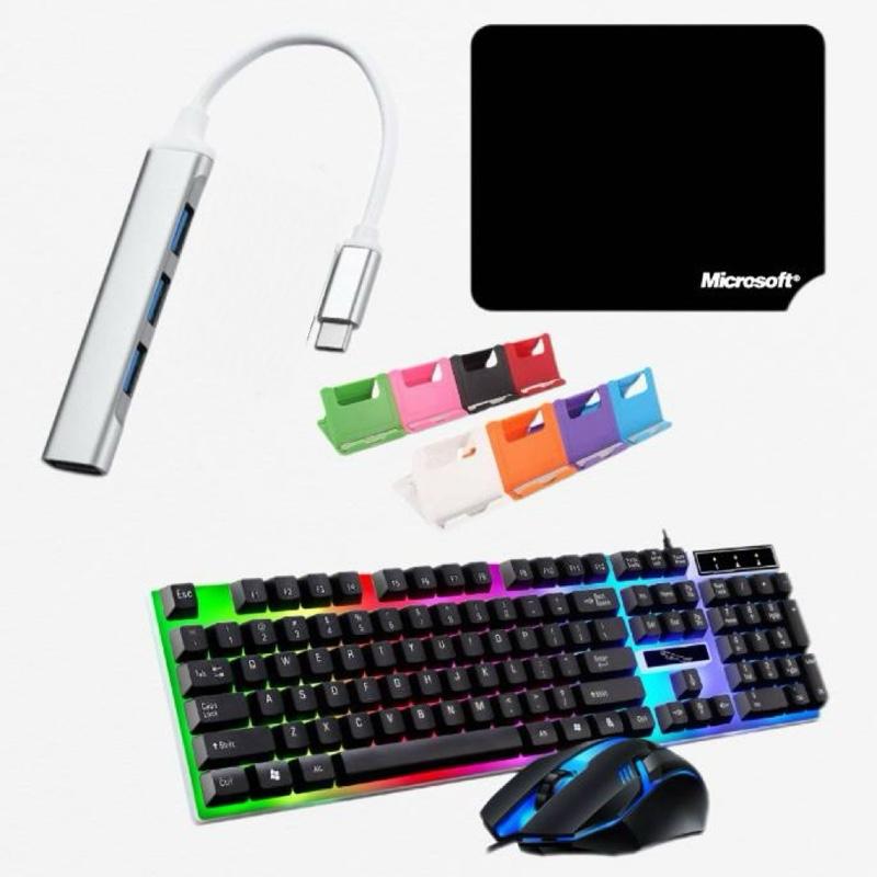  COMBO HUB OTG 3.0 + Bàn Phím Chuột LED Gaming Kết Nối Cho Điện Thoại Android Máy Tính Laptop Cổng TypeC và Micro USB Chơi Game Mobile Android 