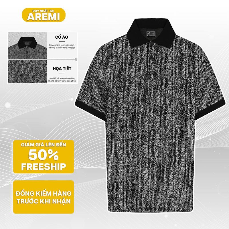  Áo polo nam tay ngắn cổ trụ vải CVC cao cấp AREMI họa tiết dệt tinh tế co giản thấm hút tốt APL0032 