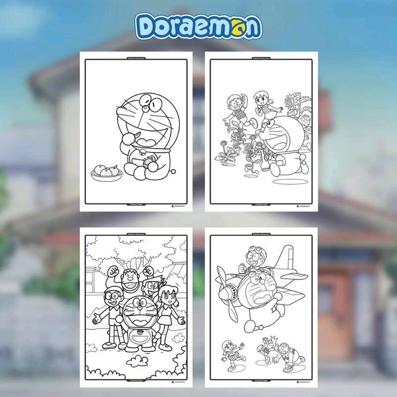 (20 pcs) gambar mewarnai doraemom, gambar mewarnai anak art toys 5