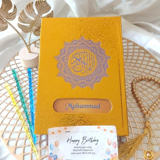 Al-Quran Emas PREMIUM Quran Cover Emas Custom Nama Terjemah dan Non Terjemah Ukuran A5 Free Kalam & Tasbih Mutiara Premium  SERTA BOX Exclusive Hadiah Istimewa Pernikahan Hampers Kado Ulang Tahun Bisa COD Hardcover Alquran
