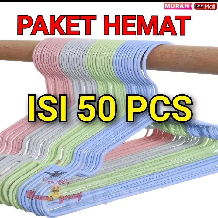 Paket Hemat 50 PCS Gantungan Baju Warna-warni untuk Penyimpanan Pakaian syal toko