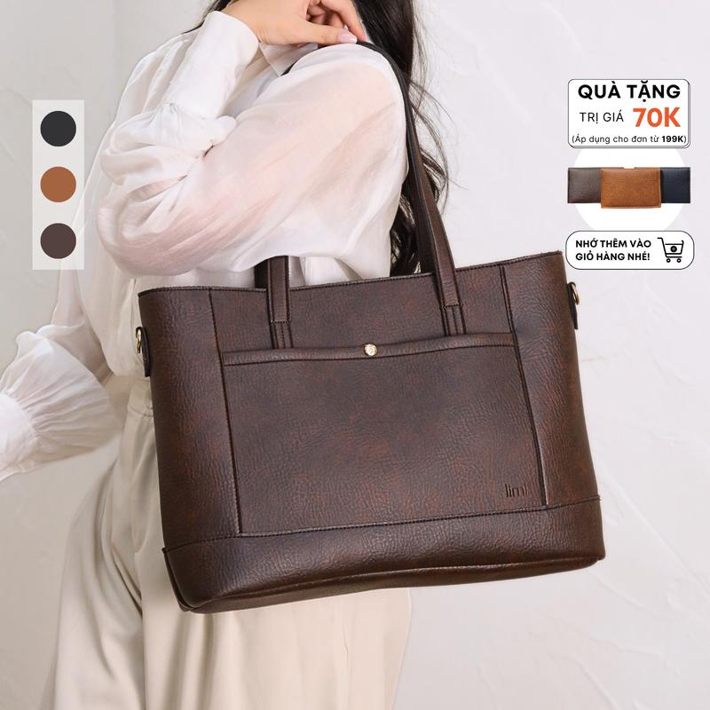 Túi xách công sở nữ 3 MÀU tote da giáo viên đựng laptop 15.6 inch đi làm đi học bản to LINDA Limi Bags Chữ Nhật Hình Chữ Nhật