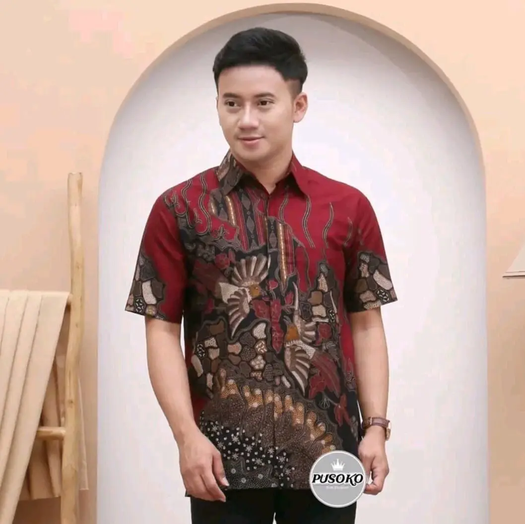BAJU BATIK PEKALONGAN PRIA REGULER MODERN LENGAN PENDEK SIZE M L XL XXL BATIK PRIA KANTOR