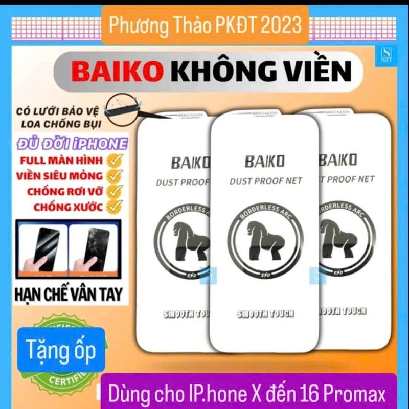   Không viền đen trong suốt  Cường lực Bai.ko không viền đen full màn có màng bảo vệ loa dùng cho các dòng máy I.P.h.o.n.e có 17Promax. 