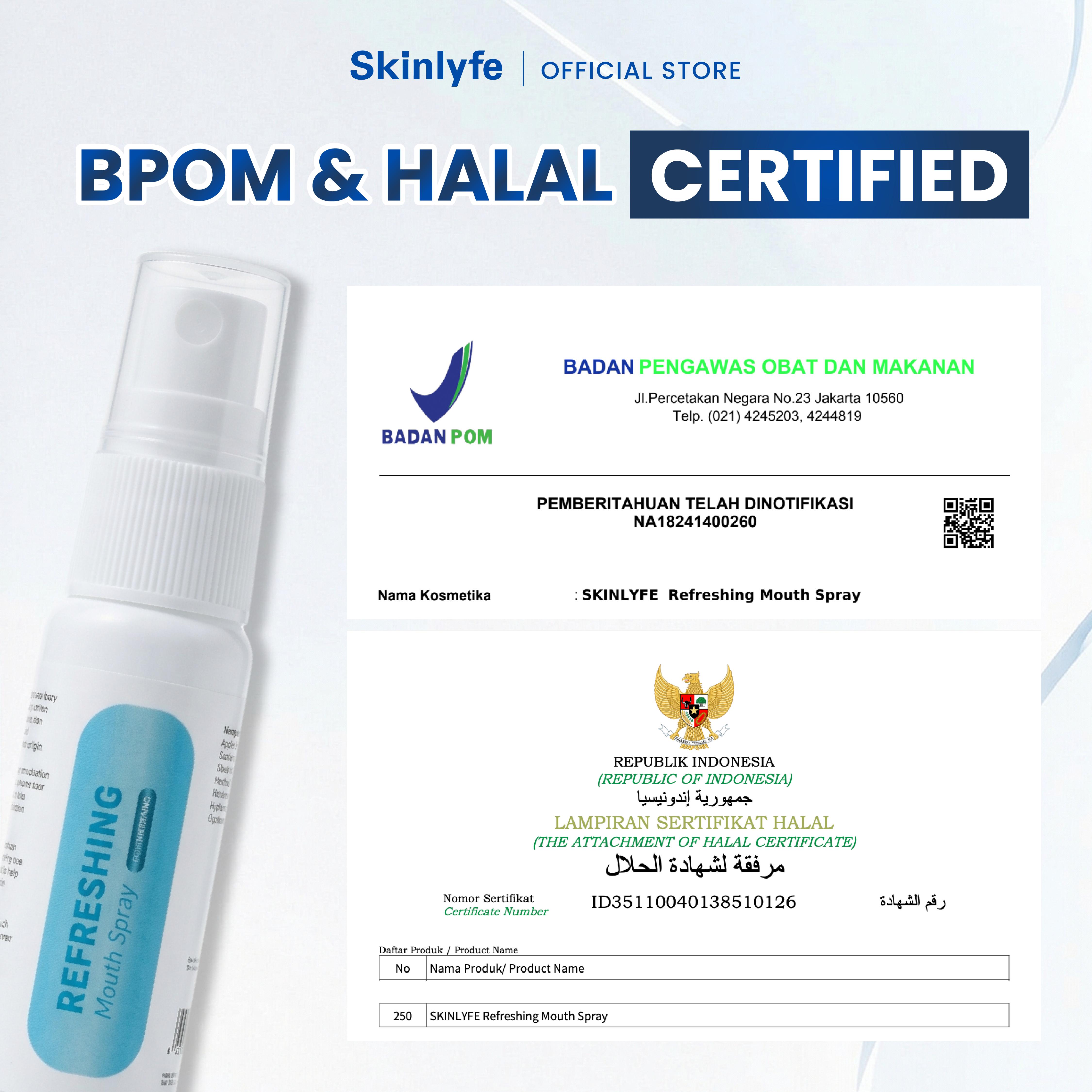 Skinlyfe Spray Penghilang Bau Mulut dan Nafas Pembersih Mulut Mouth Spray Penyegar Nafas Bau Pemutih Gigi Oral Spray BPOM (A3) Gusi Pewangi Menthol