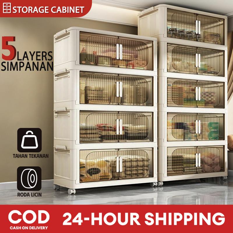 [COD][BUY1 TAKE4]Multi Layers With Wheels Foldable Storage Cabinet ...