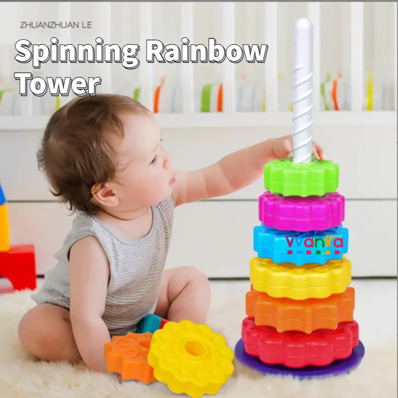 Baby Spin Stack Toy Educational Toddler Learning Toys Baby 1 2 3 Birthday Gifts Autism Sensory Spin Stack Toy