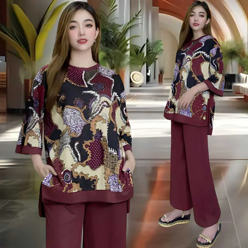 INKASHOP80- YESTER LD 120 SETELAN WANITA CELANA DAN ATASAN OVAL OVERSIZE WANITA BAJU KANTONG KARET KAOS DEWASA Simple 4