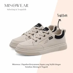Minowear Saffon Shoes - Sepatu Wanita Modis Casual Sneakers Cream White