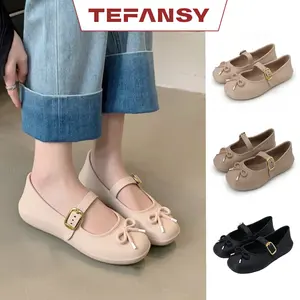 TEFANSY  Sandal Sepatu Wanita Karet Jelly Flatshoes Premium Desain ModernElegan  sandal formal wanita