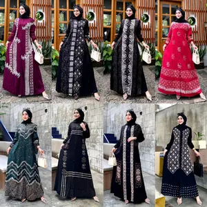 Naya Batik - Gamis Twill Ori Premium 2025 Pekalongan Dress Muslim Wanita Nyaman Motif Holahop Lengan Karet Rempel Bawah Tali Kancing Full Kancing