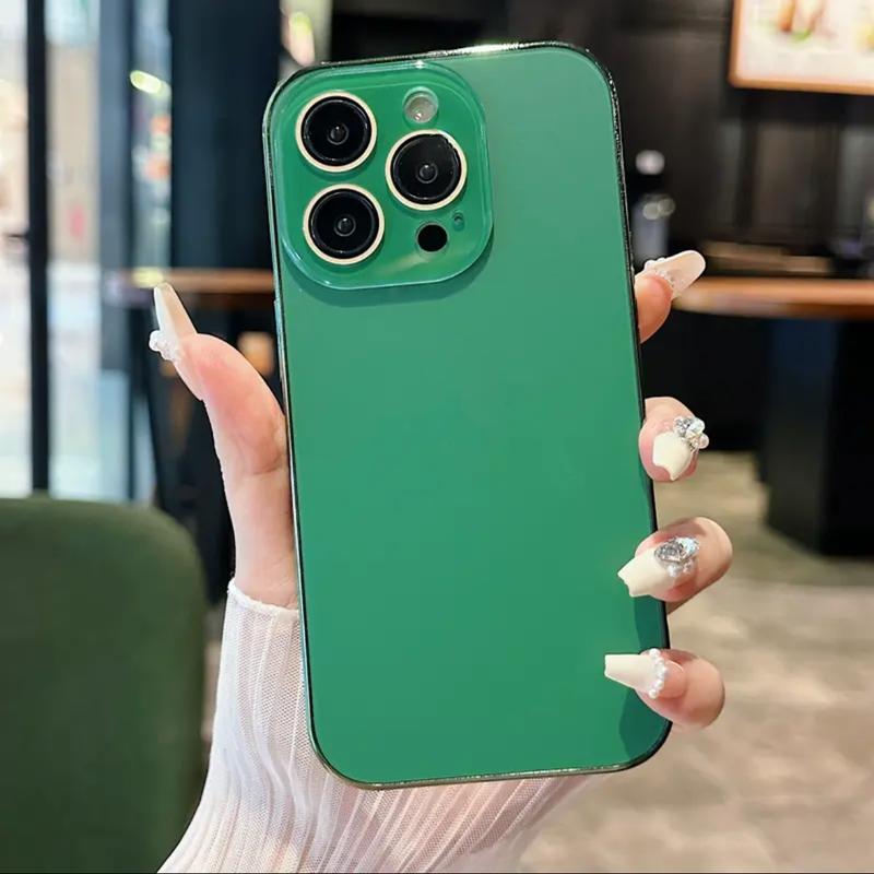 Ốp Điện Thoại Di Động Thiết Kế Mới Nhất, Màu Nguyên Bản Mạ Điện, Bảo Vệ Màng Bảo Vệ Ống Kính Nano, Chống Sốc, Thích Hợp Cho Apple 15 / 14 / 13 / 12, Ốp Bảo Vệ 3