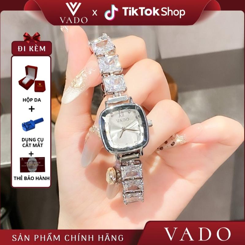 VD - DHJ2100-VADO Đồng Hồ Nữ Đẹp Sang Chảnh Dây Kim Loại Đính Đá Phong Cách Sang Trọng - VADO DHJ2100