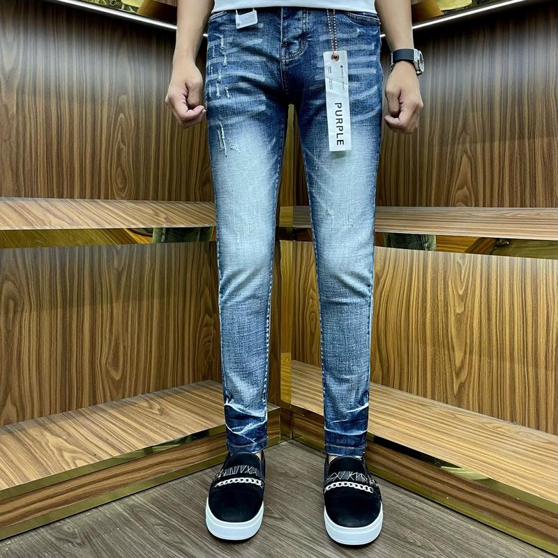 quần Jeans nam xanh pơ pồ xanh trơn sước nhẹ bản 4 cúc đồng tang lụa 0