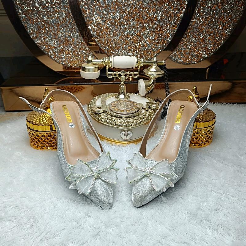 sepatu pita kaca BG2 gliter premium 2cm tapak karet anti licin Wanita 4