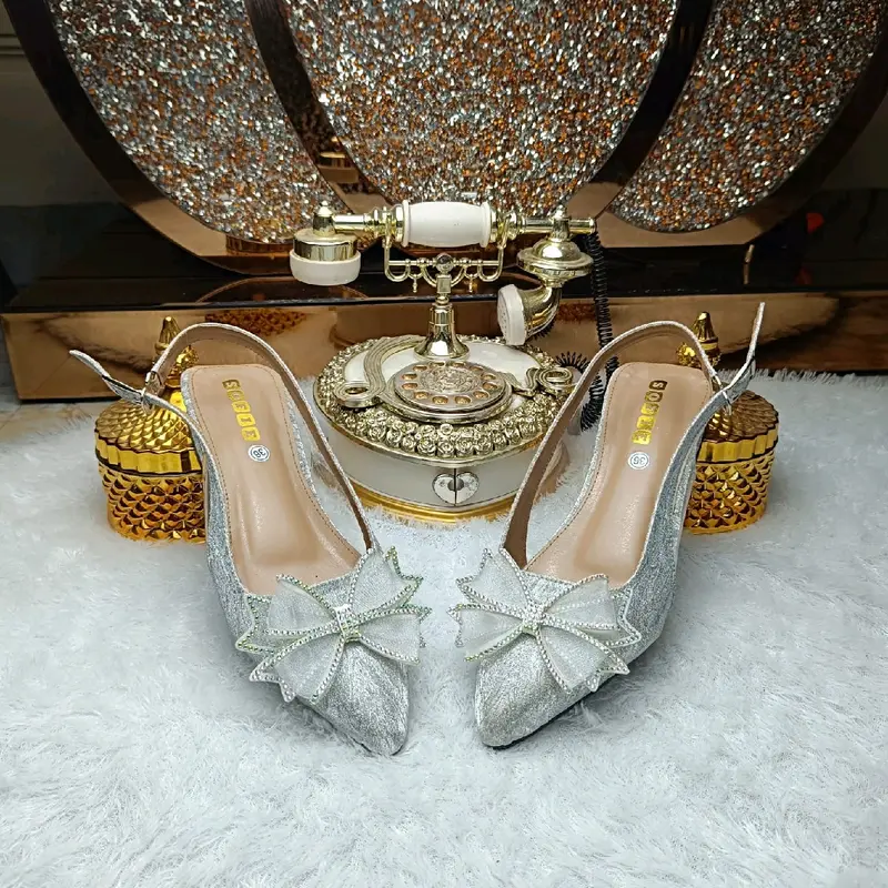 sepatu pita kaca BG2 gliter premium 2cm tapak karet anti licin Wanita 4