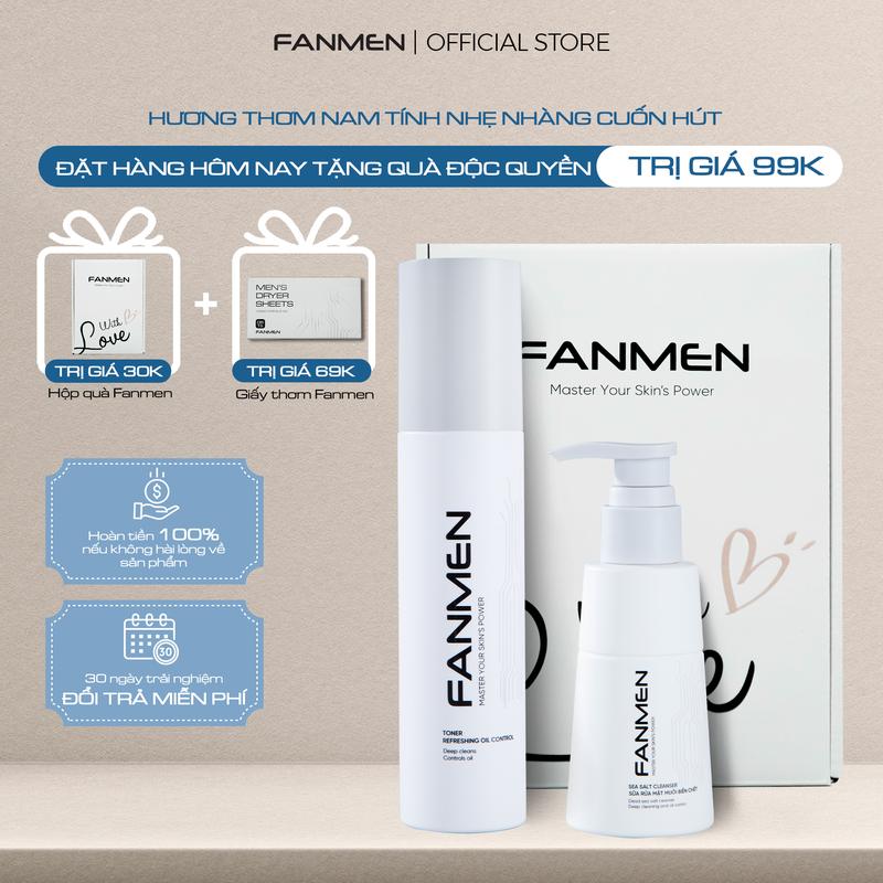 [ COMBO ĐẸP TRAI FANMEN ] Sữa Rửa Mặt Muối Biển Chết 100ml và Toner 150ml Hỗ trợ dưỡng Ẩm Cho Nam | Tặng Hộp Đựng WLn Kèm Quà 0Đ