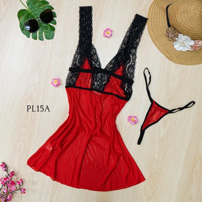 BAJU TIDUR SEXY PREMIUM NIGHT GOWN LINGERIE SEKSI PREMIUM CREAM PL15C 4