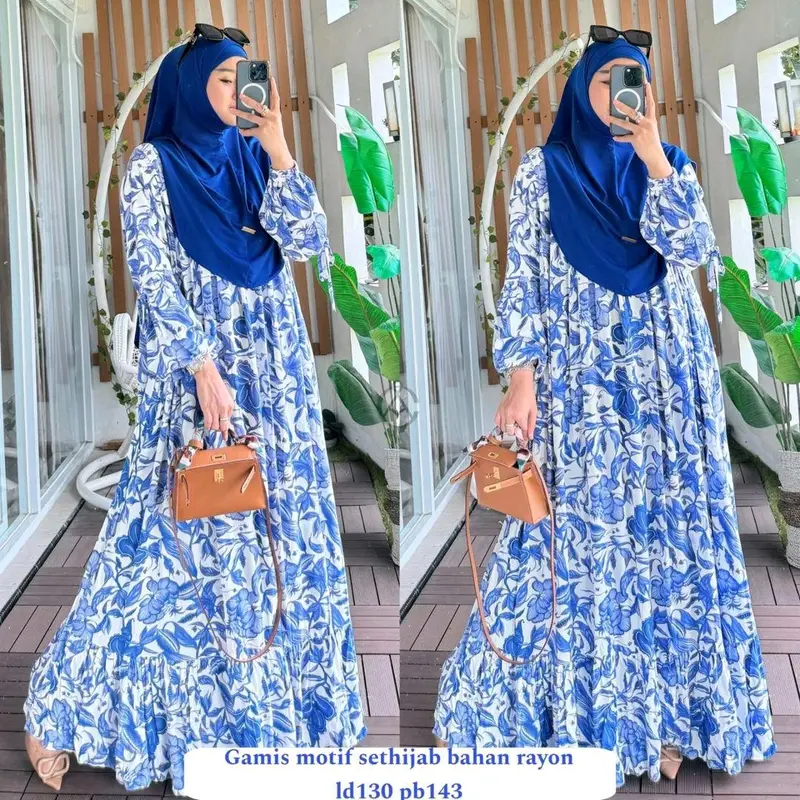Lavanya Set Hijab Gamis syari || Gamis Set Hijab Dress Wanita Rayon  Diamond 5
