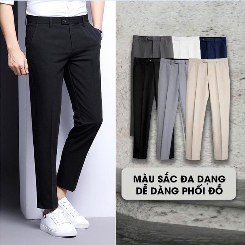 Quần âu nam cao cấp vải co giãn 4 chiều dáng ôm hàng đẹp, quần tây nam ống đứng vải chống nhăn không bai xù