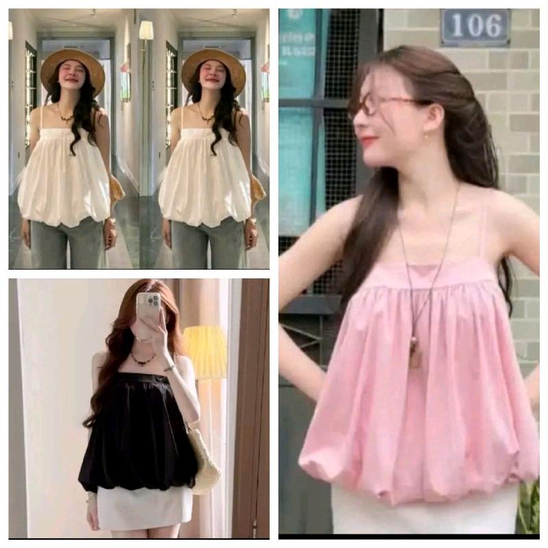Áo babydoll 2 dây dáng bí phồng dễ thương dễ phối