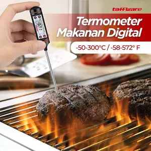 Taffware Termometer Makanan Digital TP101 Hitam -50 hingga 300°C Cepat Akurat & Ketahanan Suhu Tinggi untuk Daging Kopi Susu