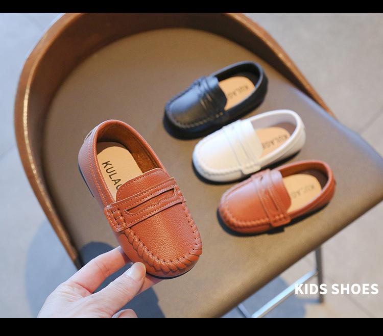Product Introduction of Children Boys Leather Shoes 2024 Spring and Autumn Simple Slip-on Round-toe School Shoes Loafers Flats Moccasins Classic Formal 5