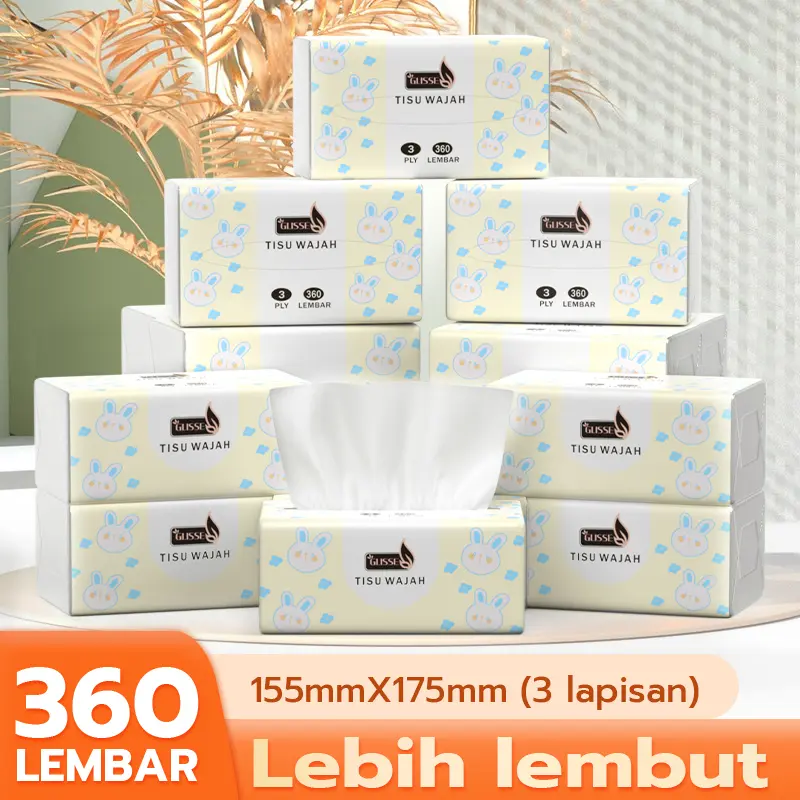 (NEW) Glisse Tissue Wajah 10 Pack Tissue murah Glisse Soft Facial Tissue 300 Sheets Tisu,3 ply,   100% wood pulp paper lembut mendunia tisu toilet & tisu basah tisu toilet & tisu basah