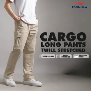 Malibu Cargo Panjang Long Pants Cotton Katun Twill Stretch Casual - SERI 1 Celana Pria Dewasa