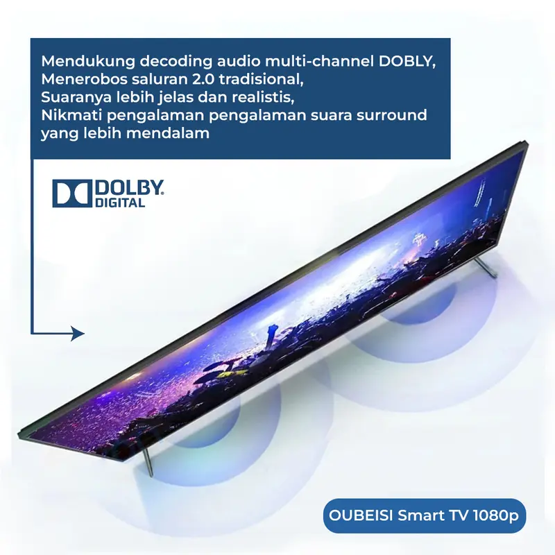 OUBEISI TV Smart TV 24/25/27/30/32/43 inch  LED TV Android 11.0 Televisi Netflix/YouTube - WiFi/HDMI/USB Penggantian satu tahun dan garansi tiga tahun 3