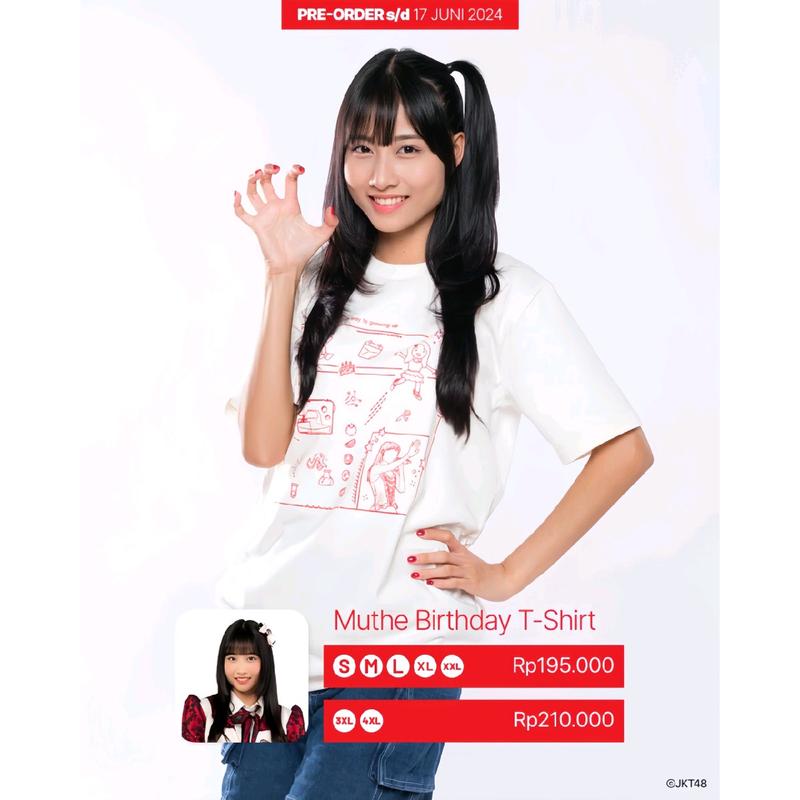 Kaos JKT48 Birthday T-Shirt Mutiara Azzahra (Muthe) 2024 - Putih 2