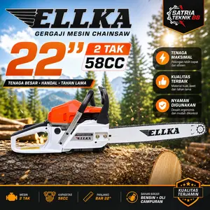 Mesin Gergaji Kayu ELLKA 22 Inch Chainsaw Gasoline Potong Kayu Pohon Senso Chain Saw - Kuat