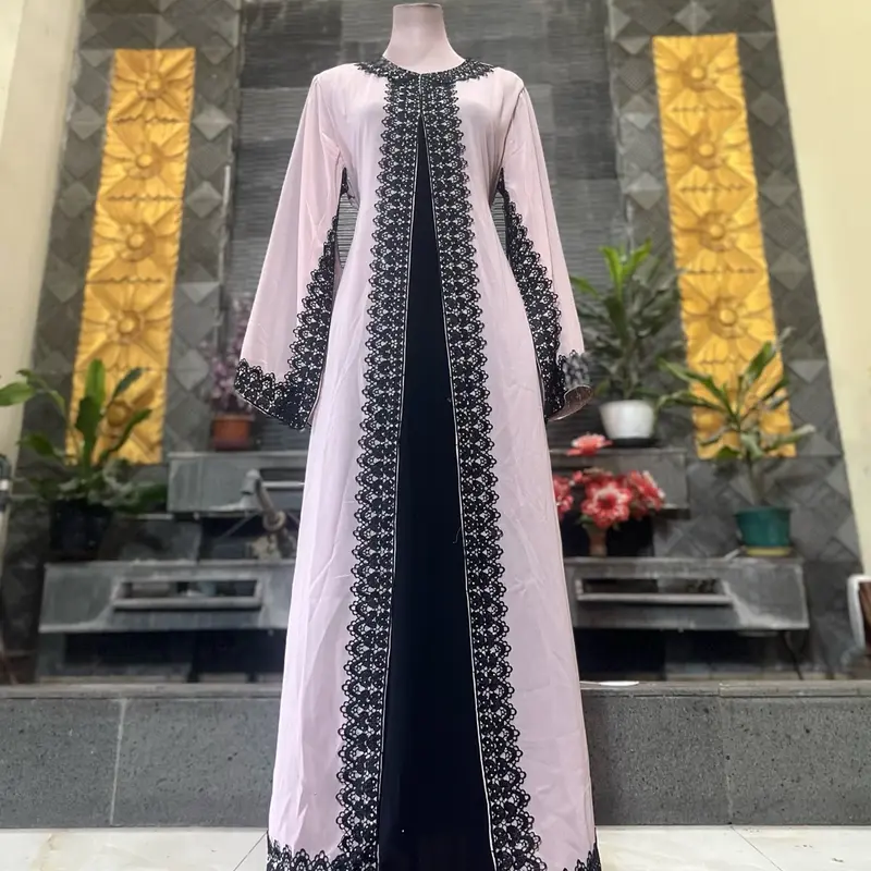 Gamis sabyan mewah rendaa Ceruty Muslim Panjang Wanita Renda Dress SEO 4