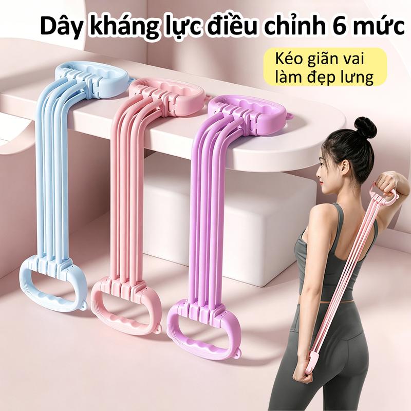 Dây Kháng Lực 6 Ống Hình Số 8 Điều Chỉnh Lực Dây Tập Vai Lưng Tay Chân Dụng Cụ…