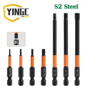 YC 9個セット50/100mm六角頭アレンレンチ電動ドリルビット、1/4インチ六角シャンク、マルチ仕様、リン酸塩黒磁気ドライバービットセット、S2鋼、パワーツール用、DIY・車修理・ホーム改善用、お父さんへのギフト