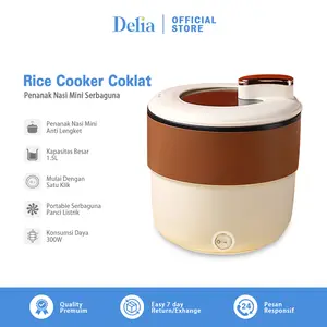 Rice Cooker Mini 18CM Penanak Nasi Serbaguna Panci Listrik Anti Lengket Coklat