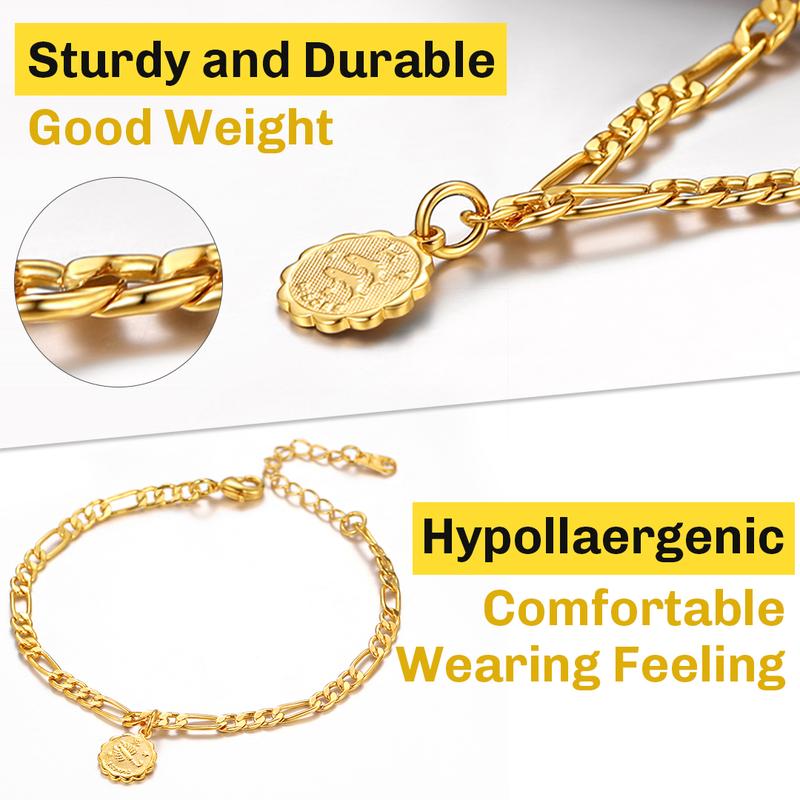 Product Introduction of Horoscope Star Sign Figaro Chain Anklet Constellation Zodiac Jewelry 5