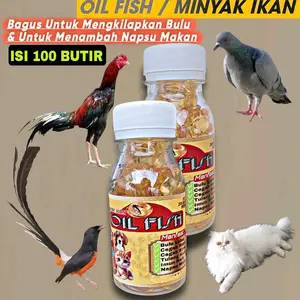 MINYAK IKAN ISI 100 CAPSUL baik untuk merpati ayam burung kicau kucing kelinci anjing dll
