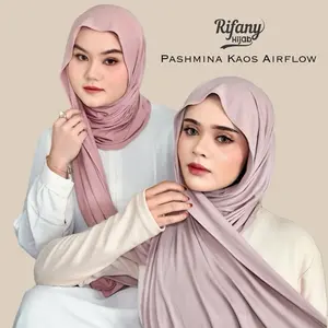 RIFANYHIJAB Alzena Pashmina Kaos Airflow Viscose Bamboo Cooltech Rayon Meleyot Muslim Kerudung Wanita