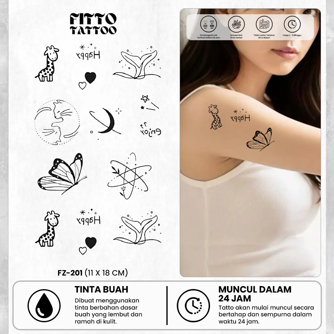 tato temporer premium semi permanen tattoo fruit ink tatto lengan love bintang jari Tatoo Temporary