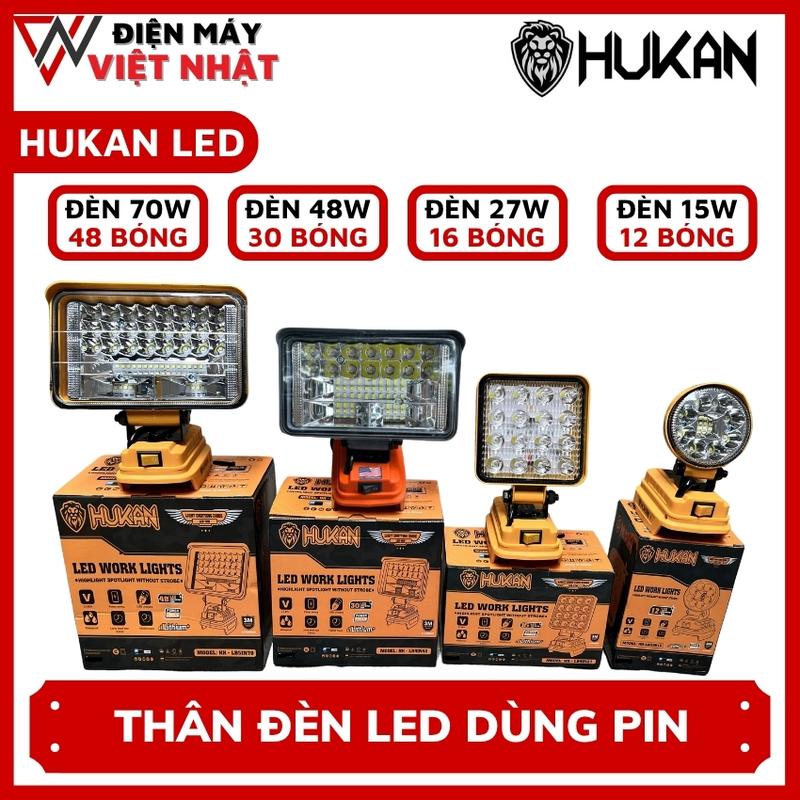 Hukan LED Thân Bóng Đèn Pin LED HUKAN 15W 27W 48W 70W Siêu Sáng Sử Dụng Chân Pin Phổ Thông Bóng đèn led tích điện dùng pin 21V có cổng USB sạc điện thoại Điện máy Việt Nhật