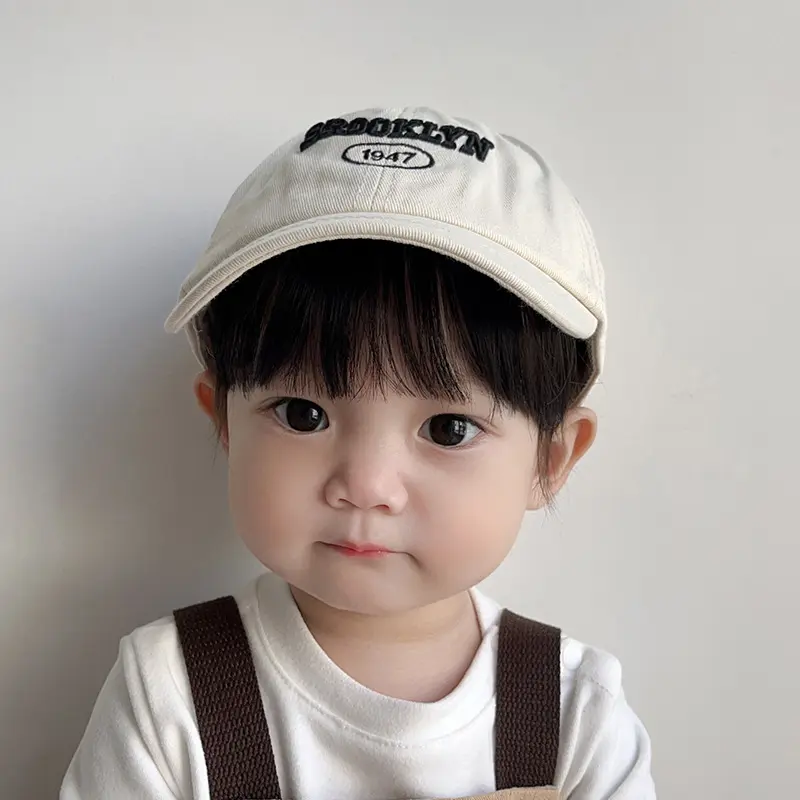 Mũ Mỏ Vịt Cho Em Bé Thời Trang, Chất Liệu Cotton Trơn, Mũ Bóng Chày Trẻ Em, Thích Hợp Cho Bé Trai Và Bé Gái Từ 1-4 Tuổi, Có Tấm Che Nắng, Thêu, Mũ Lưỡi Trai Trẻ Em 4
