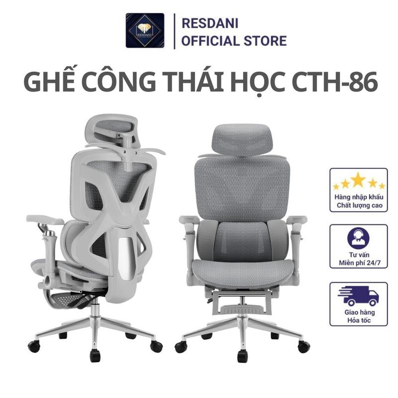 CTH-86 Ghế Công Thái Học CTH-86 RESDANI ,Ghế Văn Phòng Làm Việc Ghế Chơi Game Thư Giãn Góc Ngả 135 Độ Có Gác Chân