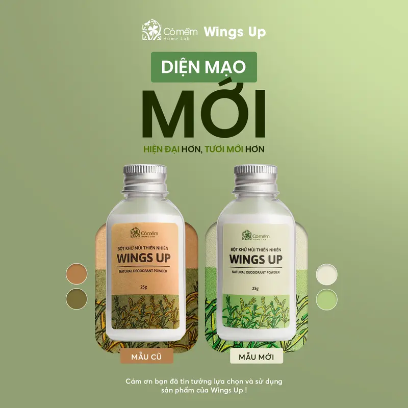 Combo Siêu Khô Thoáng - Xịt Wingsup 100ml & Bột Khử Mùi Wings Up 25gr - Khử Mùi Hôi Nách Hôi Chân Mùi Cơ Thể - Giảm Tiết Mồ Hôi Cỏ Mềm 1